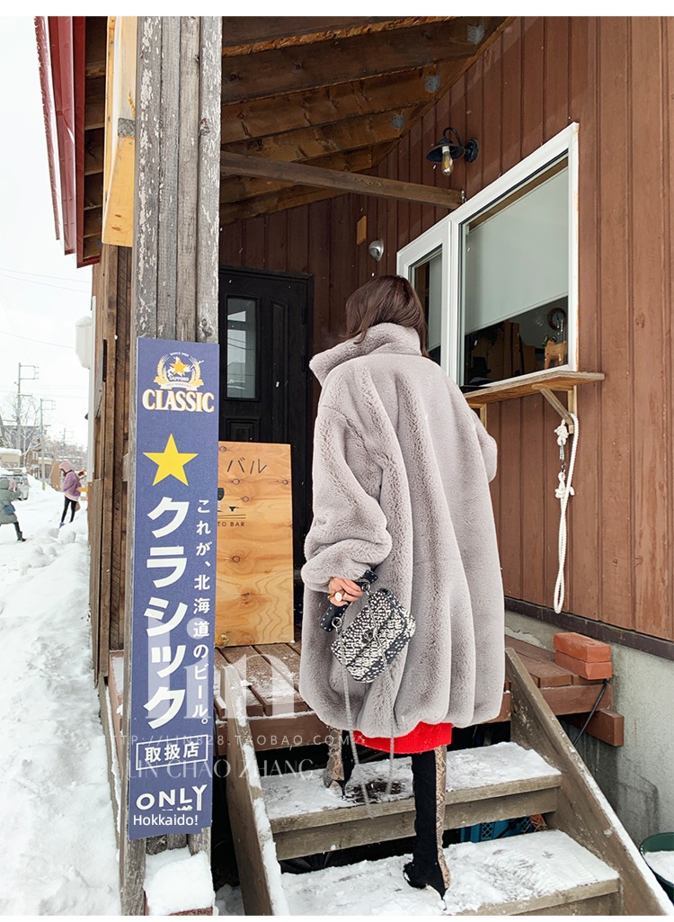 gules Rex rabbit hair mink Velvet coat female Medium and long term winter thickening Maomao loose coat easy hairy Imitation fur