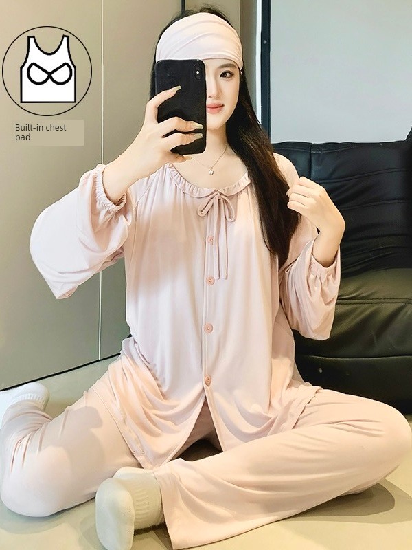 Modal Maternity Pajamas with Chest Pads, Summer Thin Style, Suitable for Postpartum and Breastfeeding Mothers, Spring and Summer Models — 2