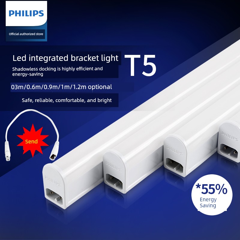 Philips Bracket Light T5 Led Tube Light Fluorescent Lamp Strip 1.02m Integrated T8 Full Set for Home Use