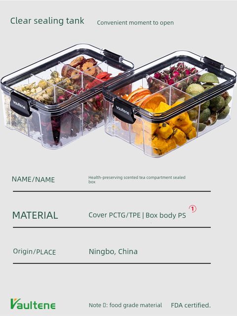 Flower tea partition storage box Health tea Chinese medicinal materials package box Food spice fruit pastry food grade sealed jar