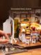 Ruojing Ruole coffee shop DIY hut handmade house wooden assembled miniature building blocks toys gift