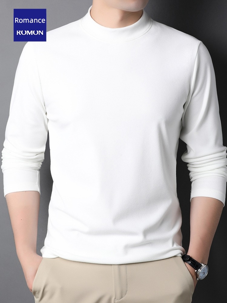 Romon man Thick style keep warm Medium high collar Long sleeve T-shirt