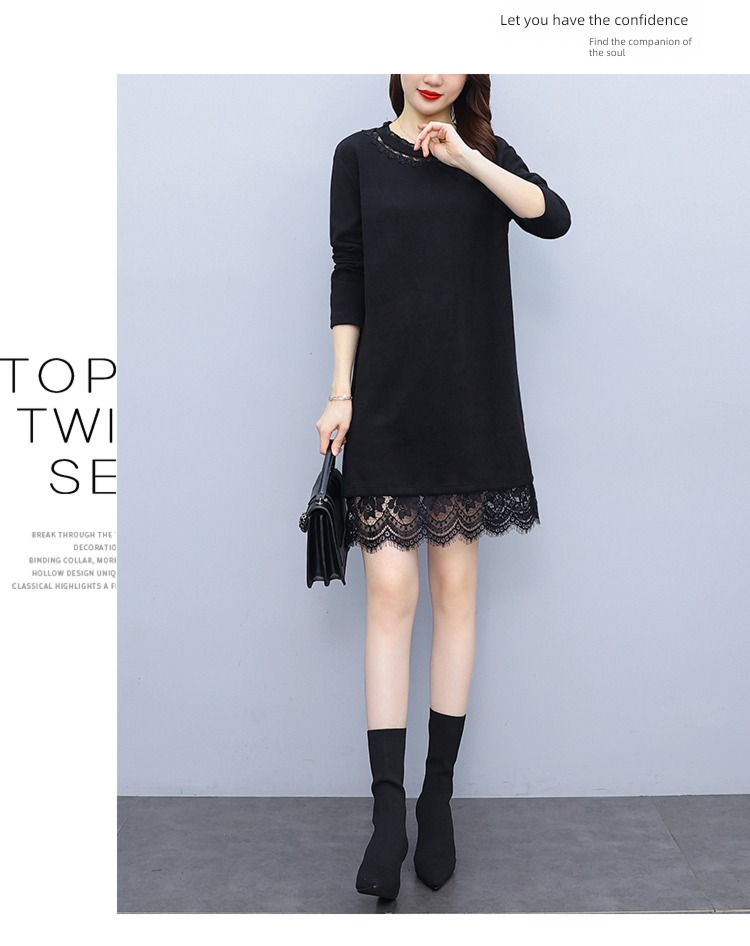 Lace stitching easy Show thin Cover meat knitting Dress