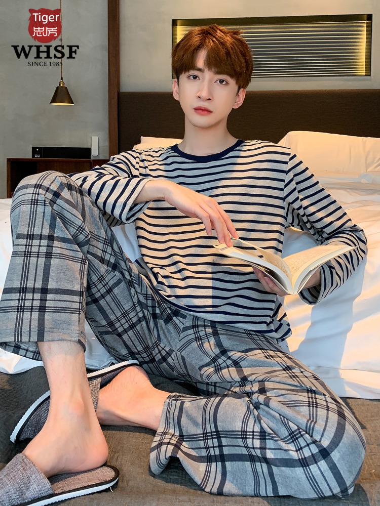 man Long sleeve Cotton stripe leisure time leisure wear pajamas