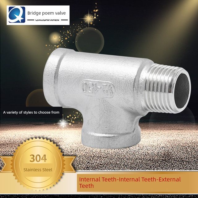 304 stainless steel outer wire tee inside and outside thread outer thread outer screw teeth tee inside inside and outside inside and outside inside wire port 4 points DN25