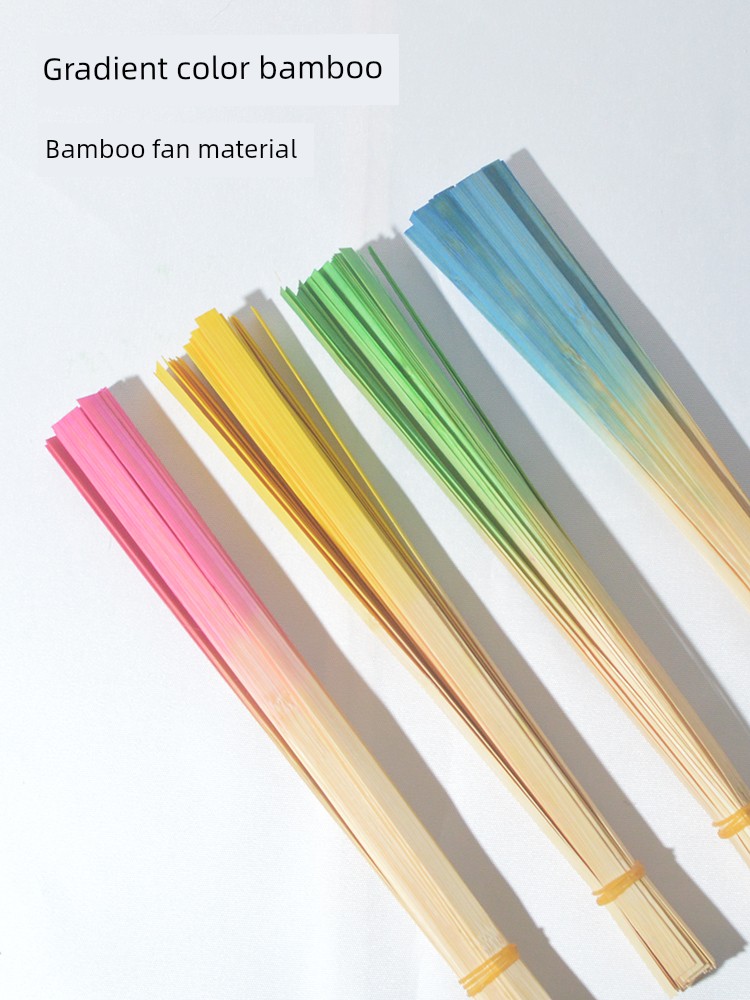 Bamboo Fan Materials: Bamboo Strips, DIY Gradient Color Bamboo Pieces, Bamboo Weaving Tool Kit, Children's Handmade Bamboo Fan