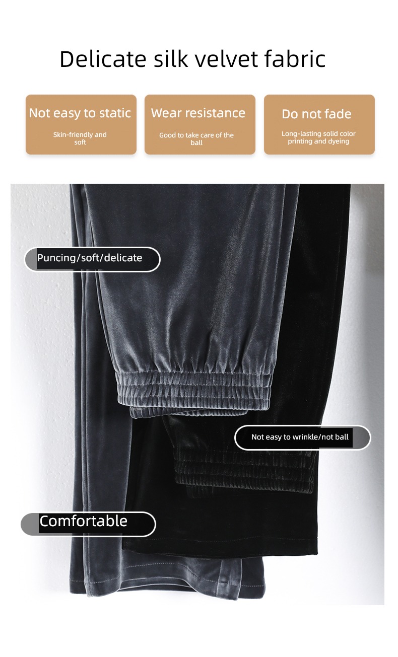 Plush spring and autumn grey Casual pants leg
