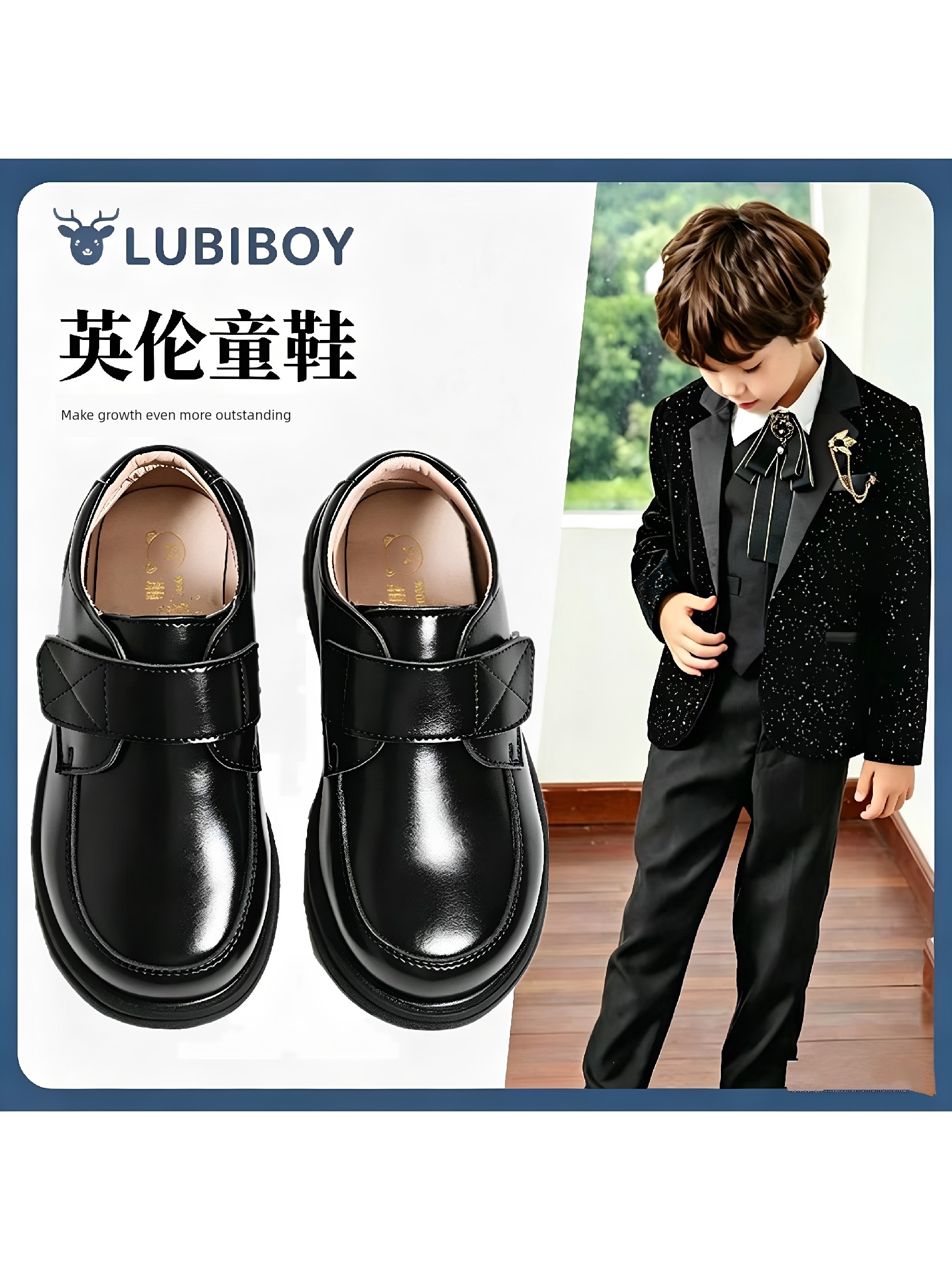 Boys' Leather Shoes 2026 Spring and Autumn New Style Black British Performance Shoes Single Shoes Soft Sole Children's Student Performance Shoes