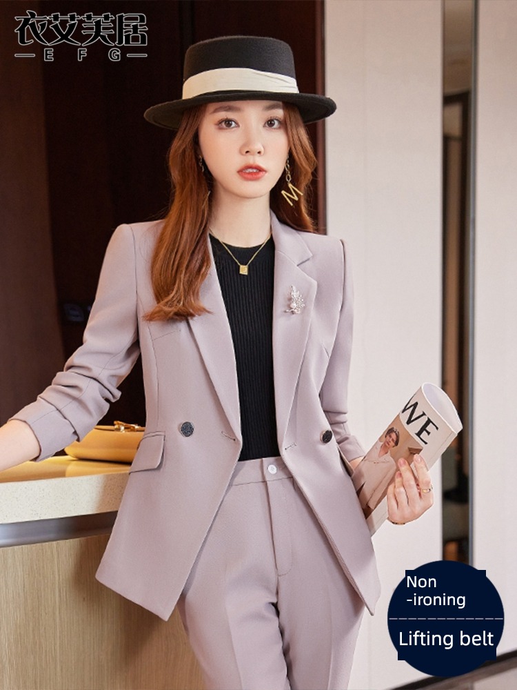 black suit loose coat ma'am Autumn and winter 2022 new pattern interview formal wear jacket temperament Occupation suit coverall