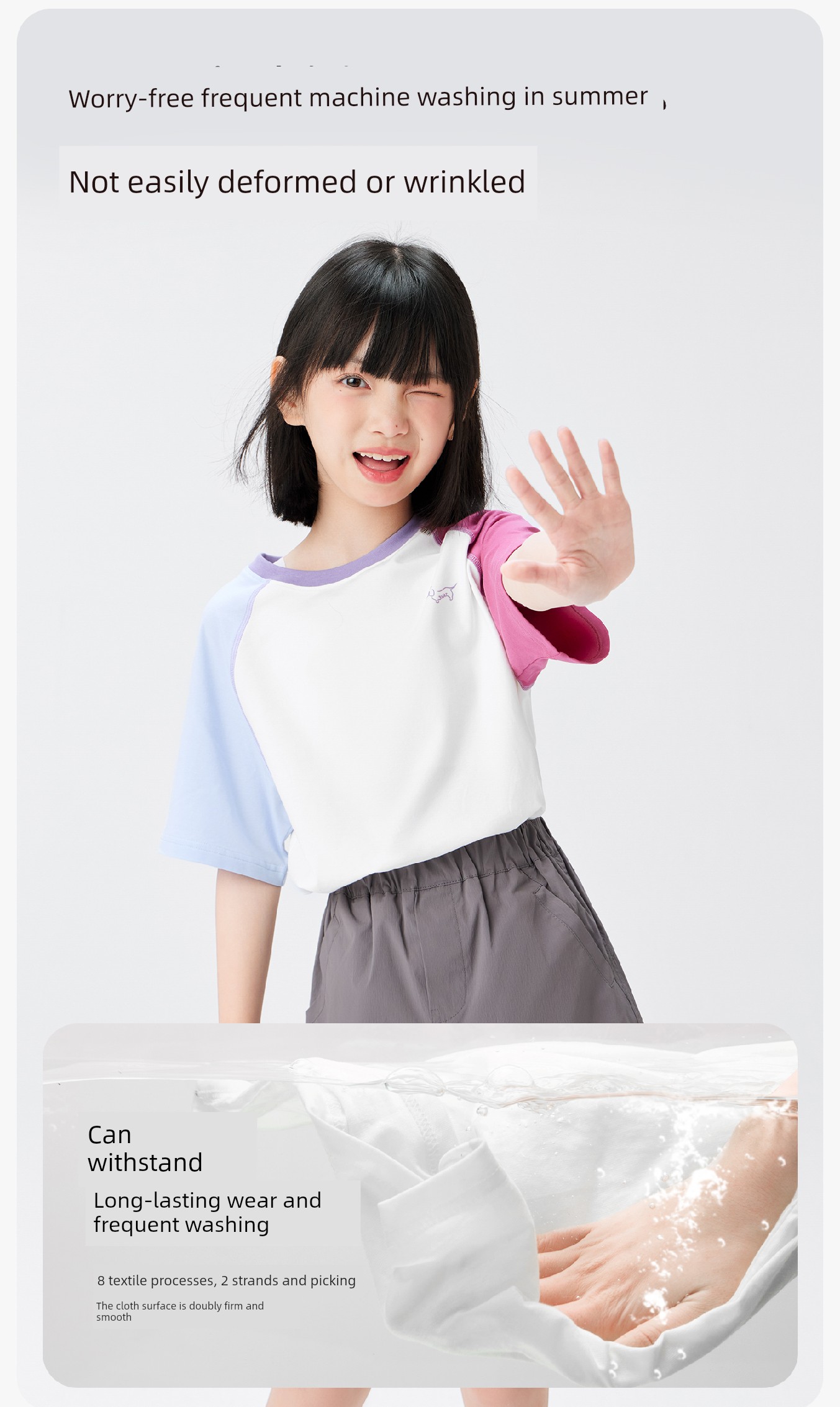 Zuoxi Children's Clothing Girls' Short Sleeve T-Shirt Summer Class a Top 2026 New Model for Girls and Older Children Cool Ice T-Shirt — 16