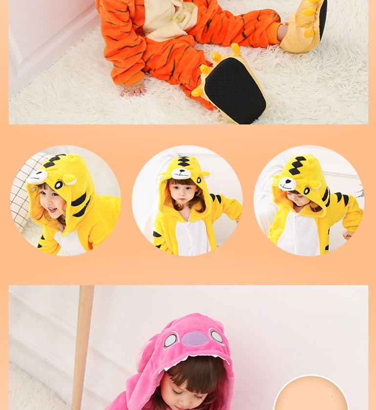 children Conjoined pajamas animal child Flannel Cartoon