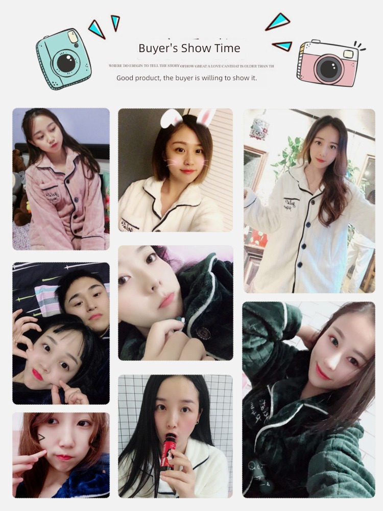 winter ma'am Flannel Long sleeve suit lovers pajamas