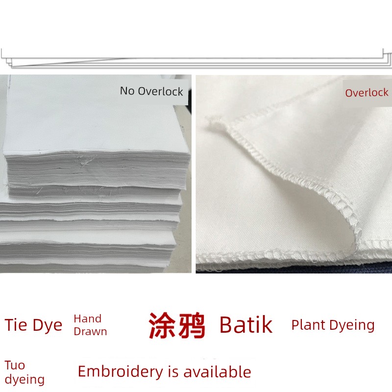 Pure Cotton Tie-Dyed Square Towel Waxed Grass and Wood Blue Dyed Knotted Dyed Kindergarten Hand-Painted White Cloth Cotton Handmade DIY Fabric