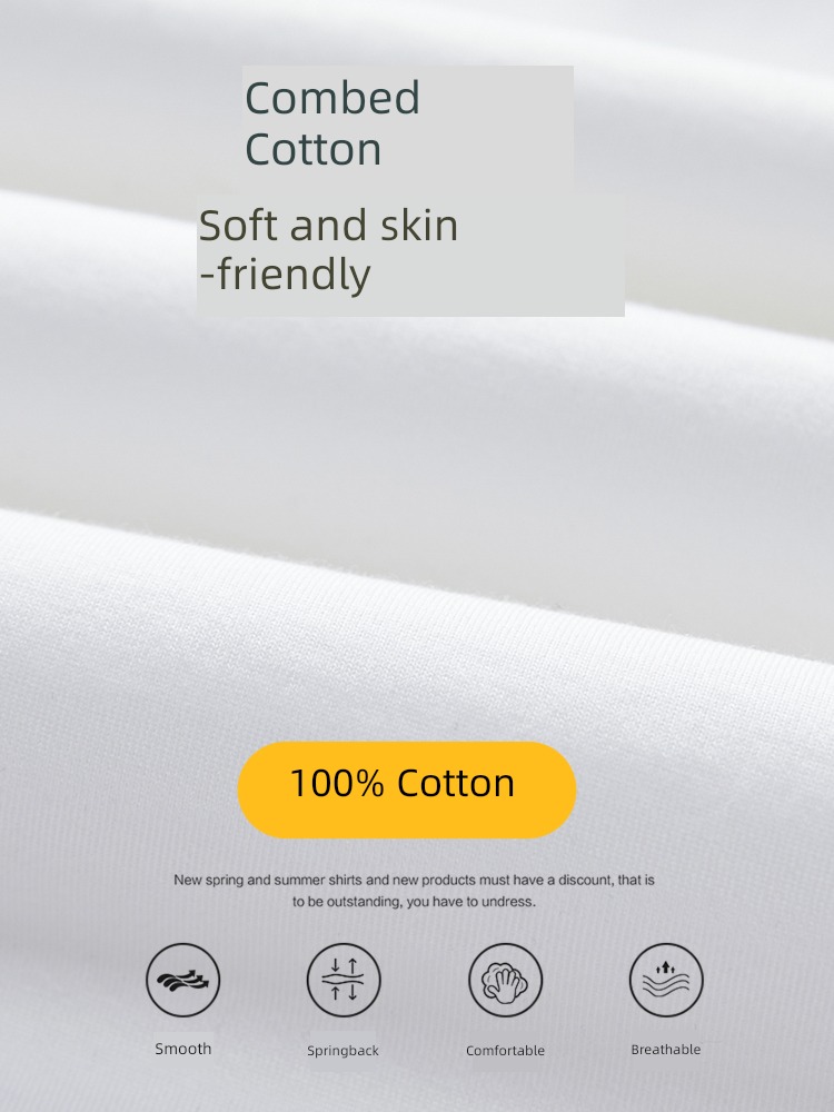 man Solid color pure cotton White black Body Long sleeve T-shirt