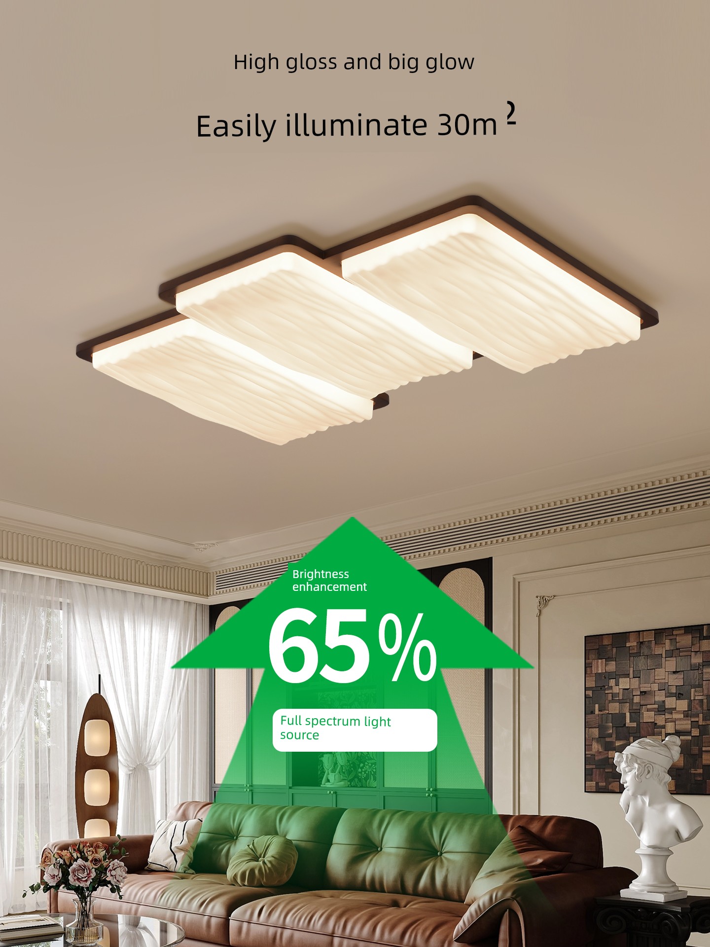 French-Style Living Room Ceiling Light, Vintage Cream Style, New Walnut Color, Creative Piano Key Design, Main Hall Light 357H