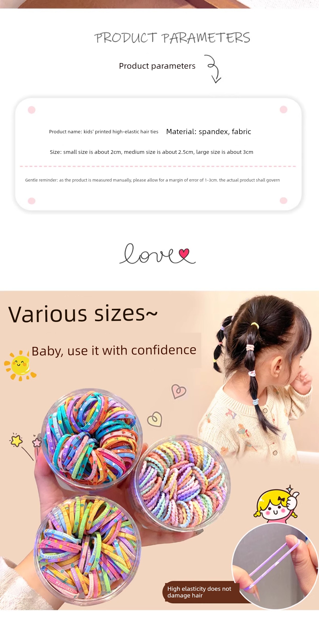 Children's Rubber Bands, High-Elasticity Hair Ties, Durable Hair Ropes with Good Elasticity, Girls' Hair Accessories That Don'T Damage Hair, Ponytail Hair — 3