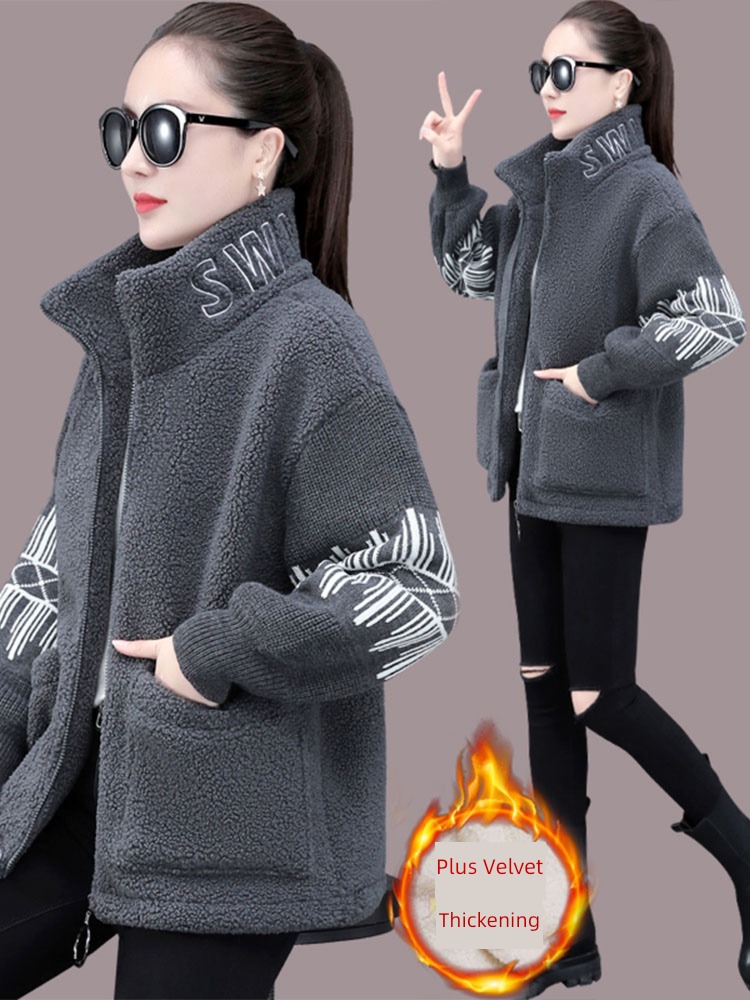 Plush ma'am Autumn and winter Sweater thickening Cotton lamb