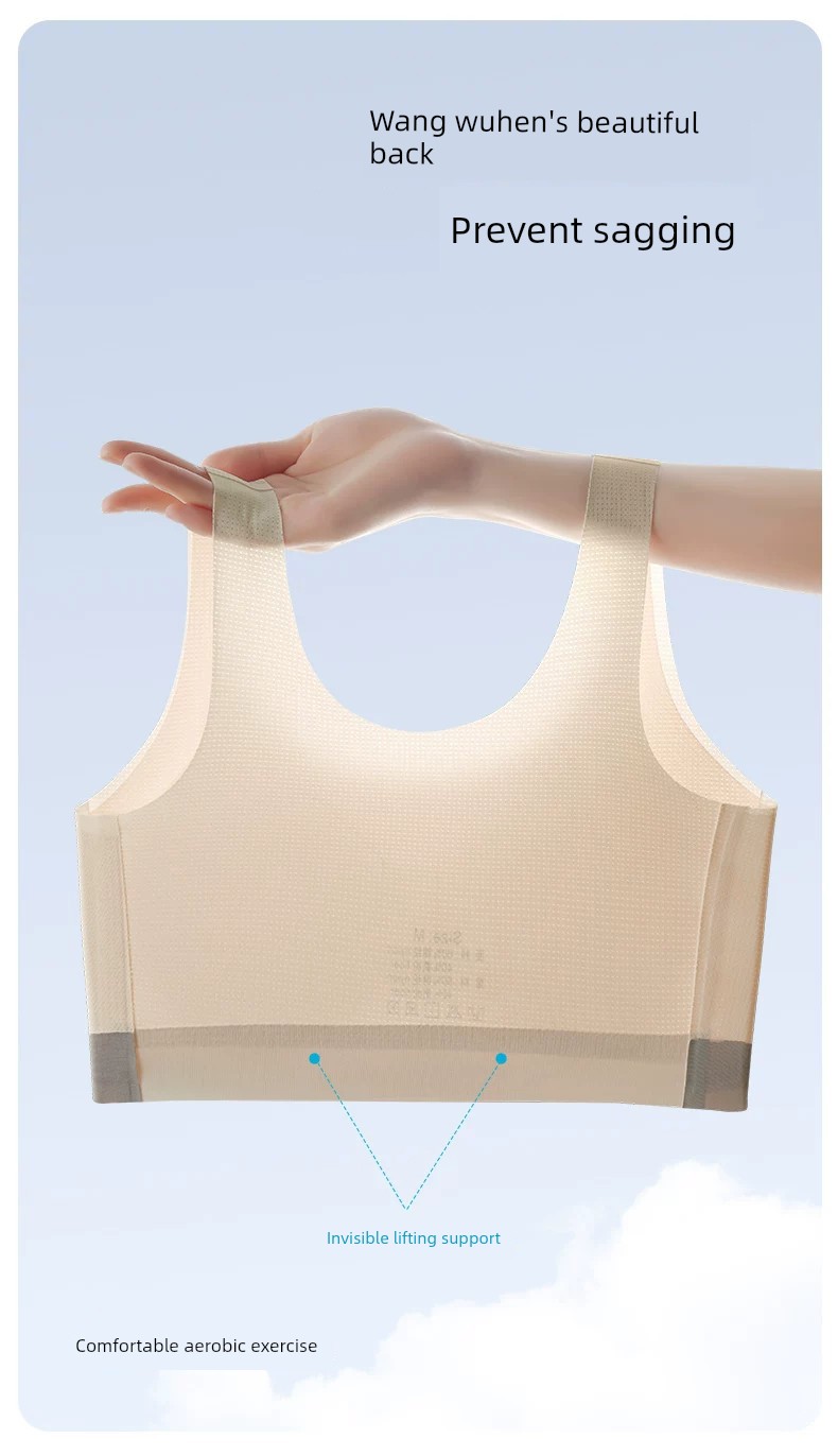 Nanjiren Fixed-Cup Girls' Underwear for Development Period, Student Bras for 8-16 Years Old Adolescent Girls, Breathable Small Vest — 9