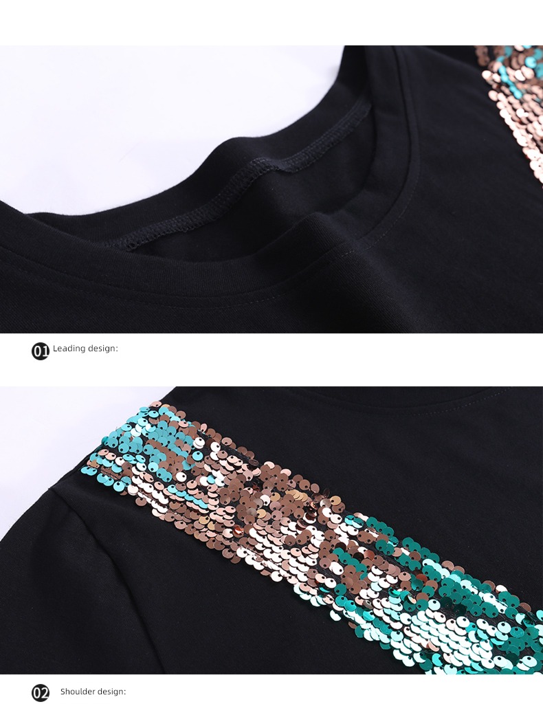 easy Shining Pearl slice enlarge jacket Short sleeve T-shirt