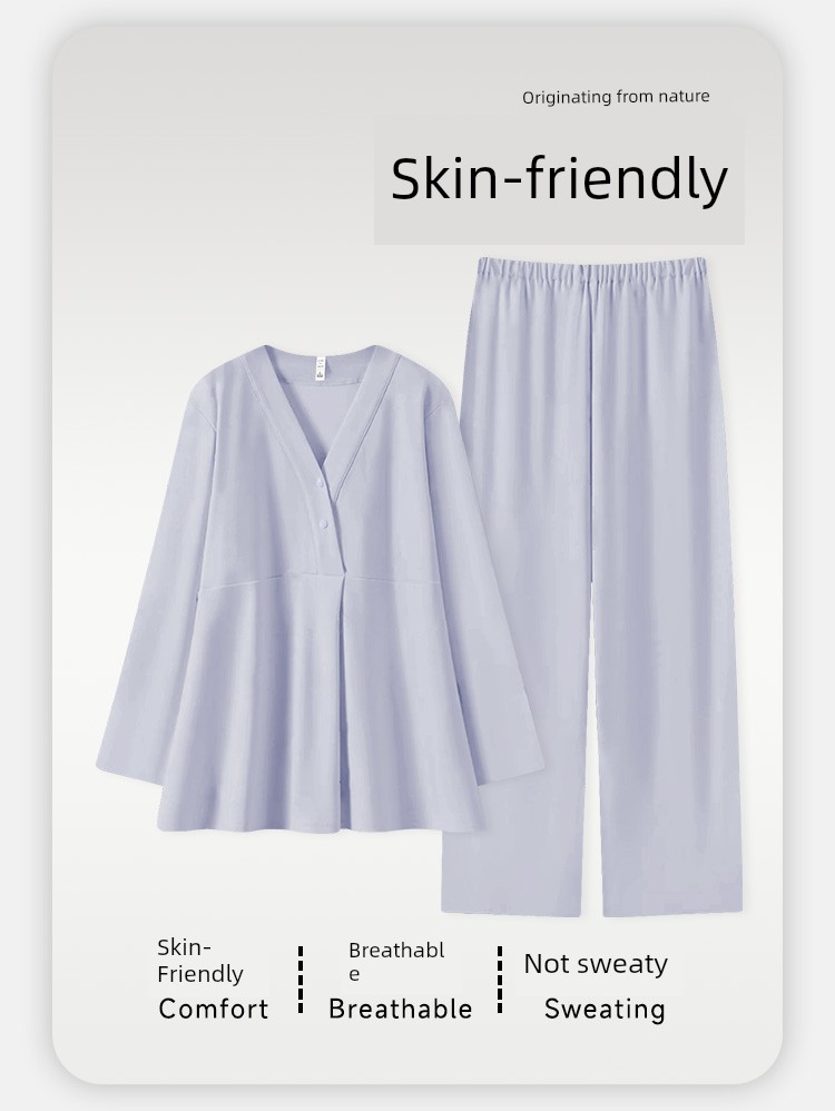 Postpartum Clothing, Pure Cotton Maternity Pajamas, Sweat-Absorbent Nursing Wear for Postpartum Women, Summer Thin Style Maternity Autumn and Winter Home — 24