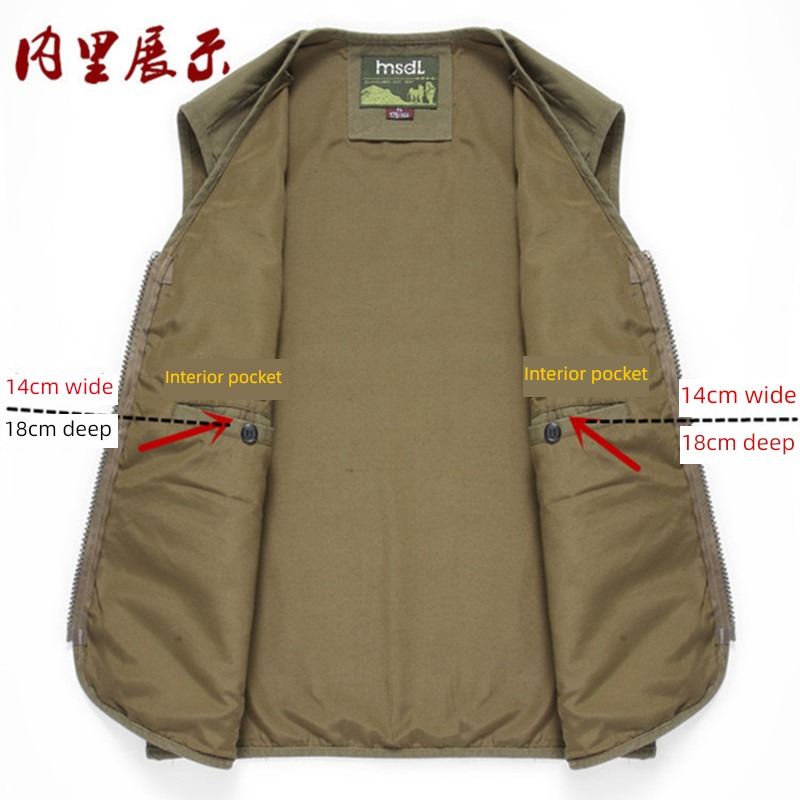 spring and autumn Outdoor leisure pure cotton Dad Costume go fishing Vest