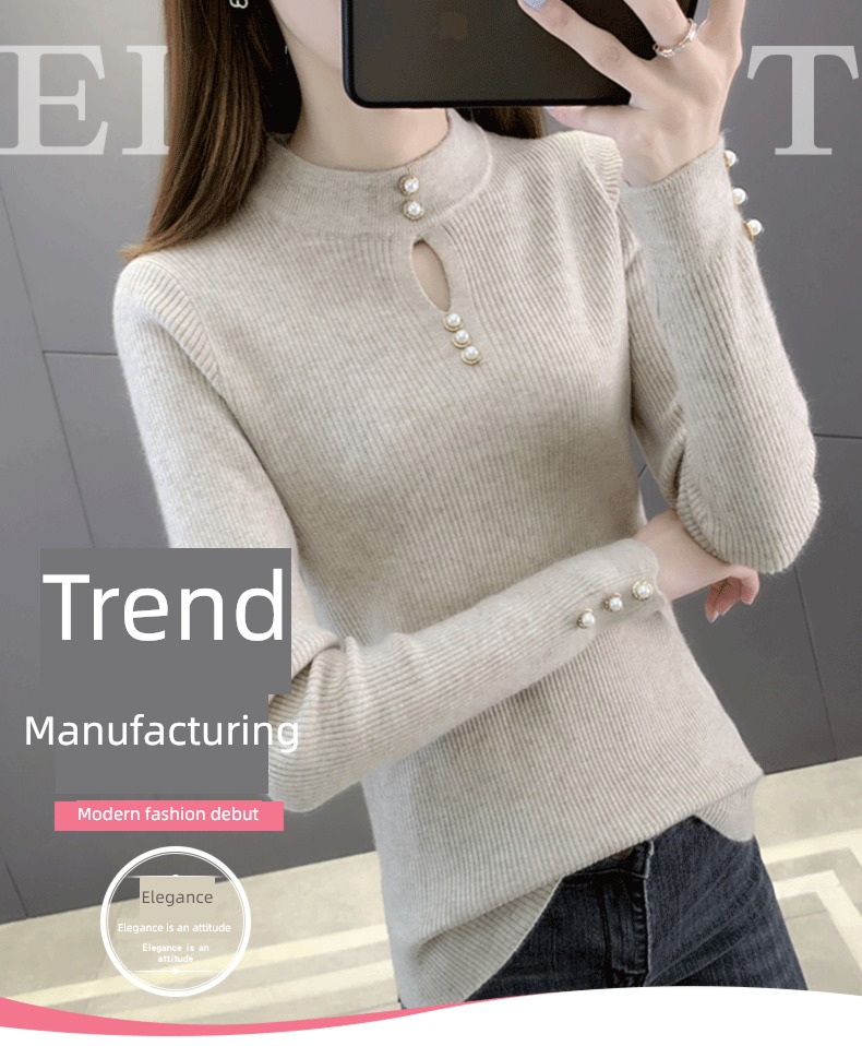 winter clothes Hot money Half high collar Self-cultivation fashion knitting sweater