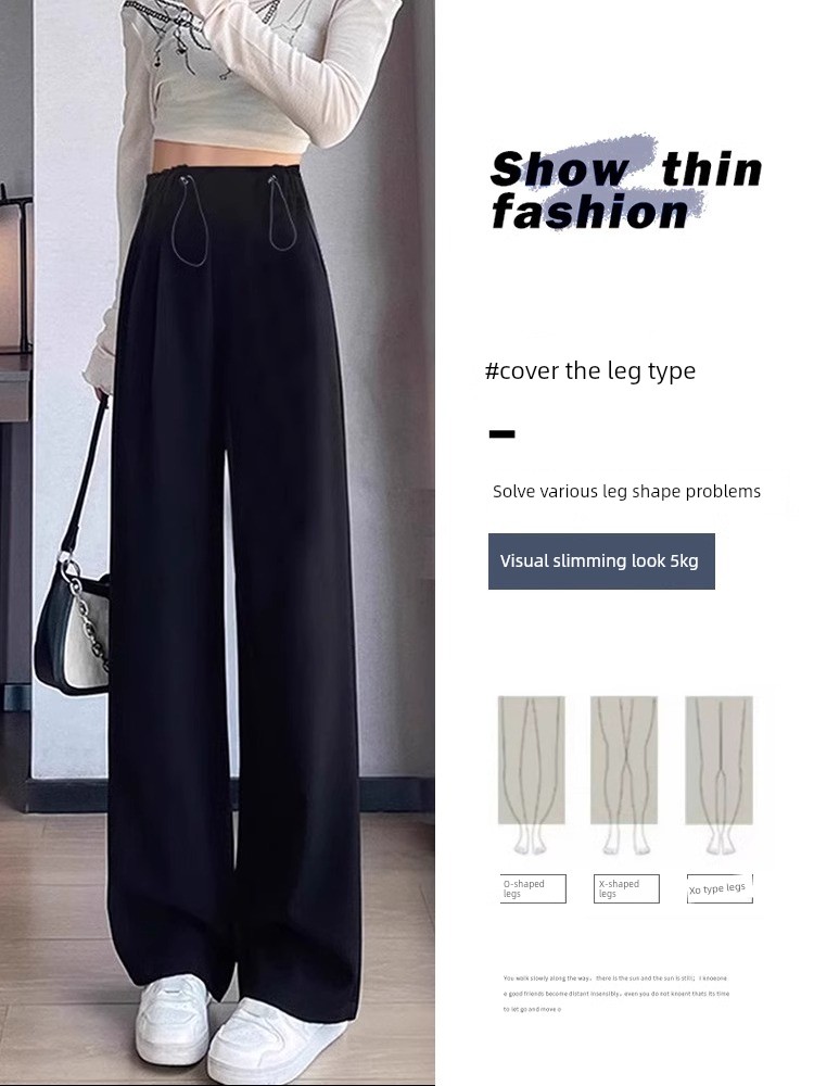 Maternity Pants for Outdoor Wear, Spring and Autumn 2026 New Style, Drawstring, No Belly Support, Plus Size, Petite, Straight-Leg Suit Pants, Wide-Leg Pants — 3