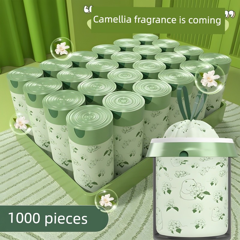 Camellia Garbage Bags, Tear-Free, Thickened, Extra-Large, Leak-Proof, Drawstring, Plastic, for Home and Dormitory Use, Mosquito-Proof