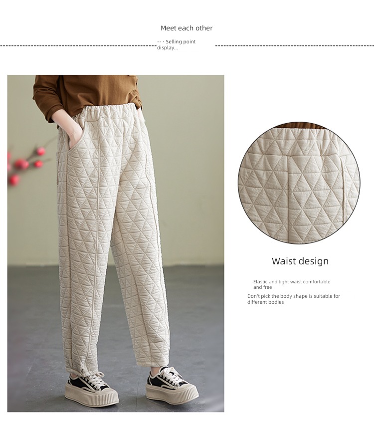winter easy Show thin thickening cotton-padded trousers