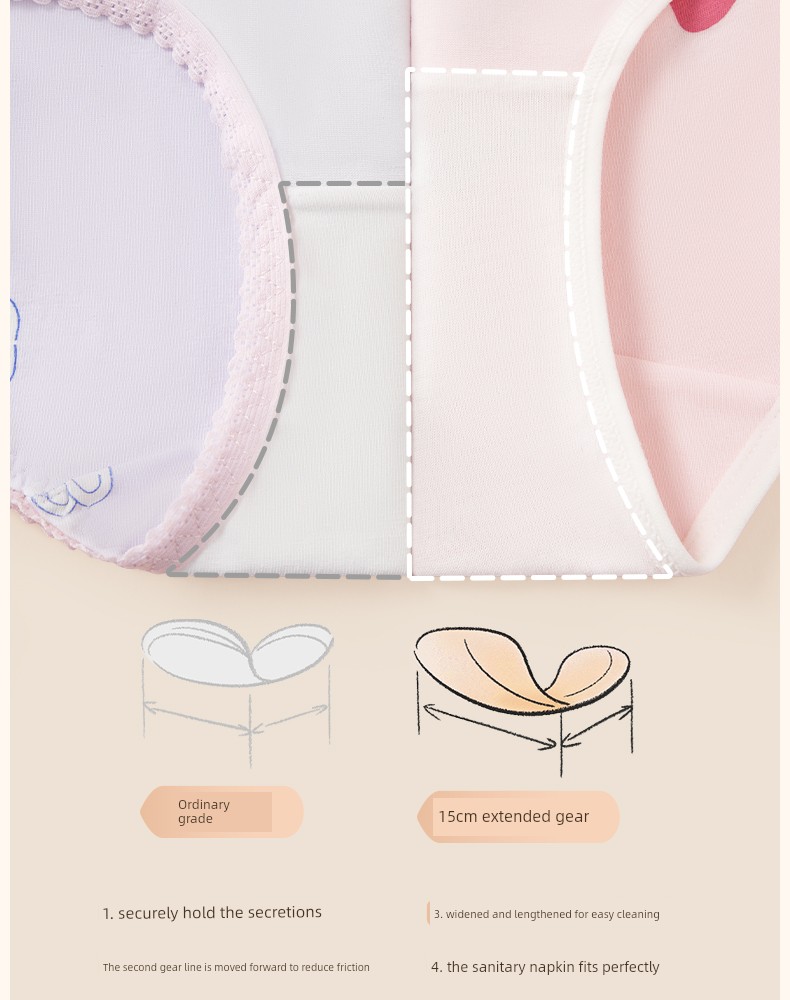 Girls' Underwear, Young Girls' Briefs, Children's Pure Cotton A-Class, for Developmental Period, Elementary School Students, 12-Year-Olds, Middle School — 10