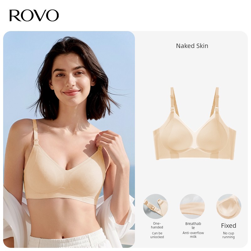 Rovo Maternity Nursing Bra, Summer Thin Style, Anti-Sagging, Specially Designed for Breastfeeding, 2026 Ultra-Thin Sleep-Wearable Bra — 6
