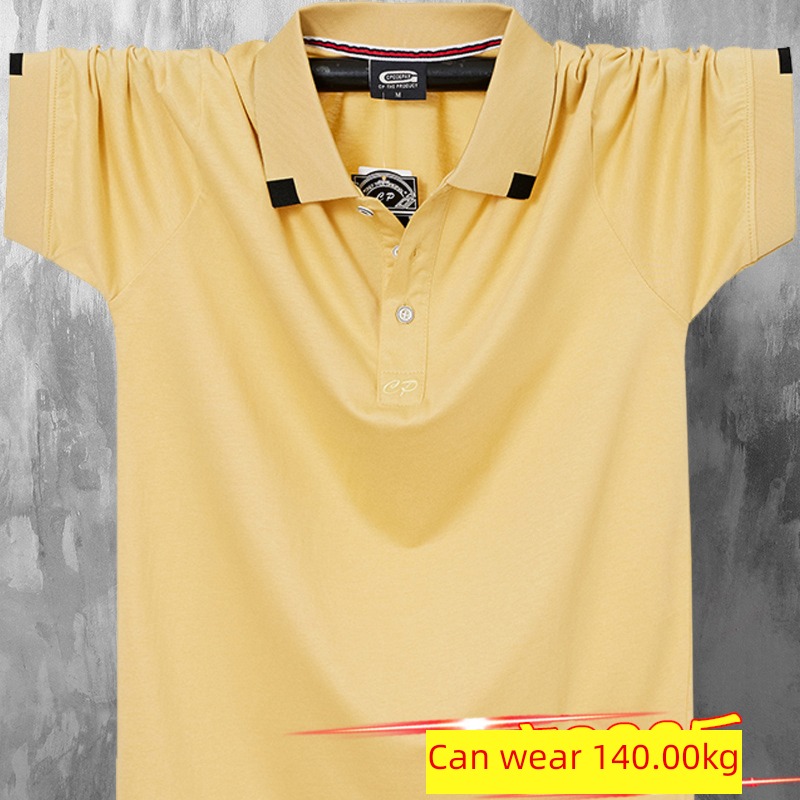 Men Short sleeve Polo shirt Fat version Collar Big size T-shirt