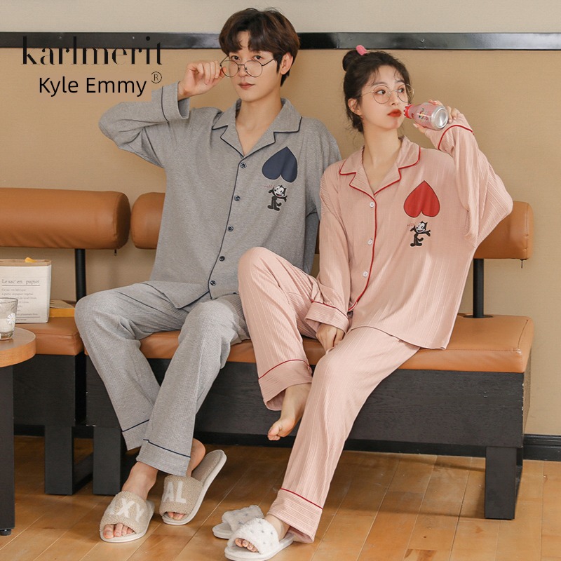 set price Spring and Autumn Couples dress pure cotton Plus Size pajamas