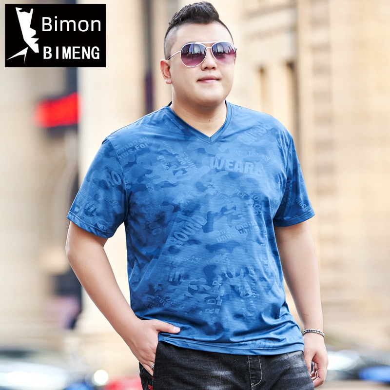 Bimon Plus Size man leisure time Fat guy Short sleeve T-shirt