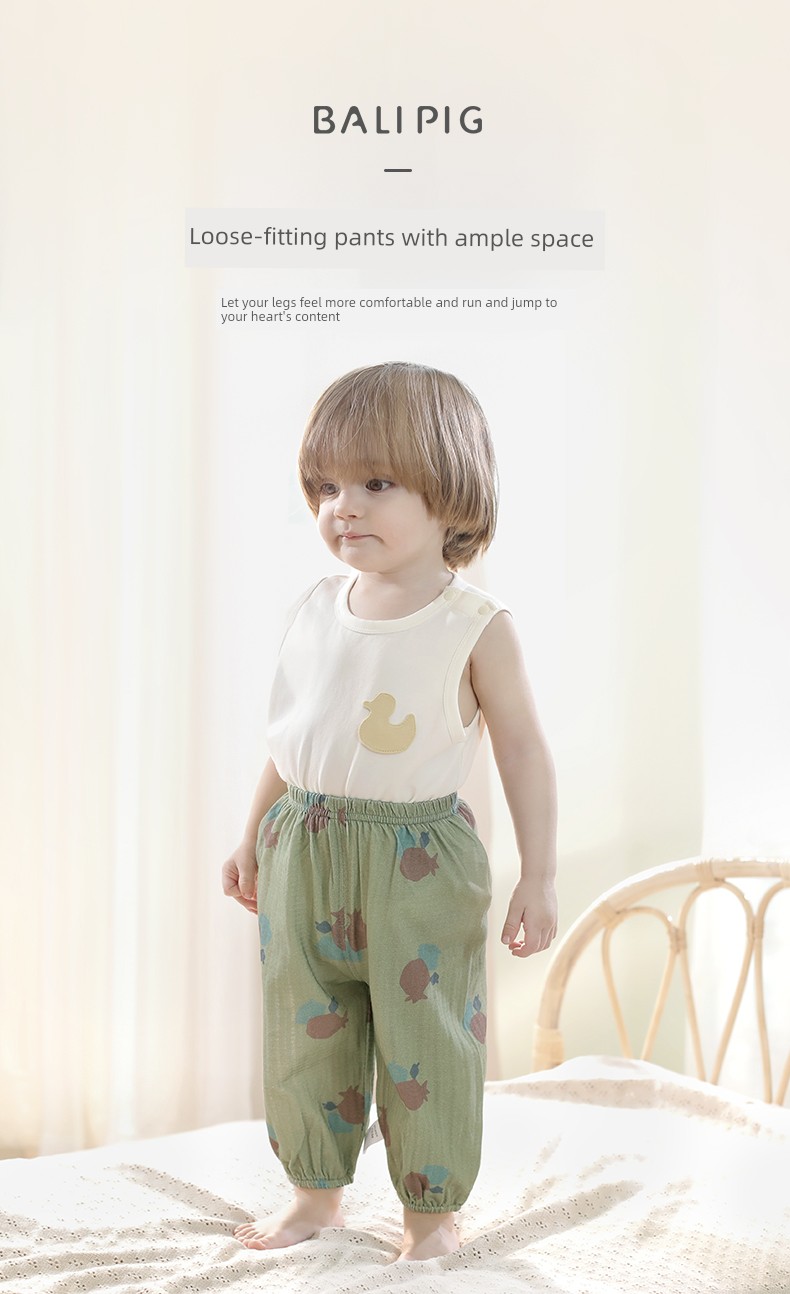 Baby Anti-Mosquito Pants, Pure Cotton, Summer Thin Sleep Pants, Infant Long Pants, Summer Wear, Boys and Girls Harem Pants, Children's Pants — 12