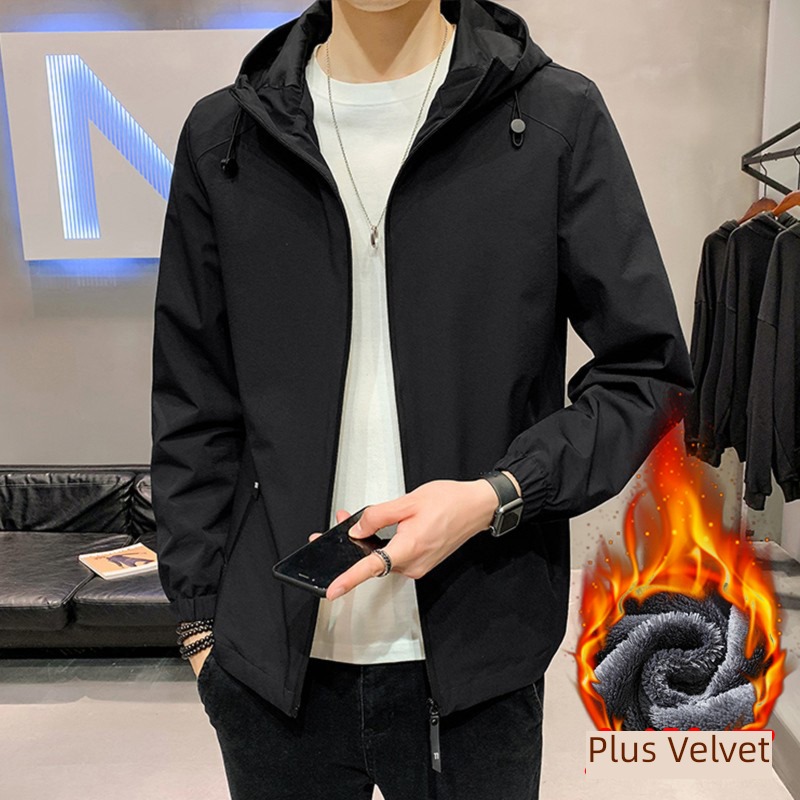 Chaopai Plush thickening winter Autumn clothes Hooded loose coat