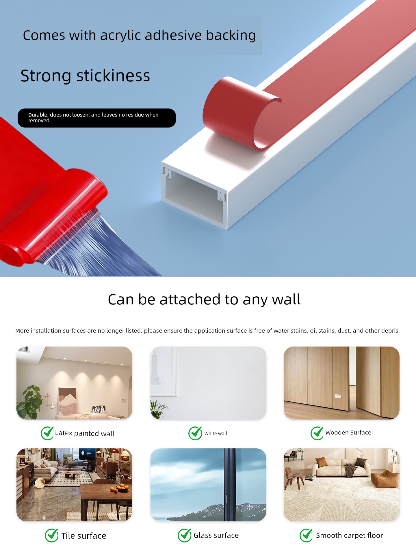 PVC Wire Trunking Open-Mounted Invisible Network Cable Open Wire Handy Gadget Self-Adhesive Square Blocking Organized Wire Box Fiber Optic Tank