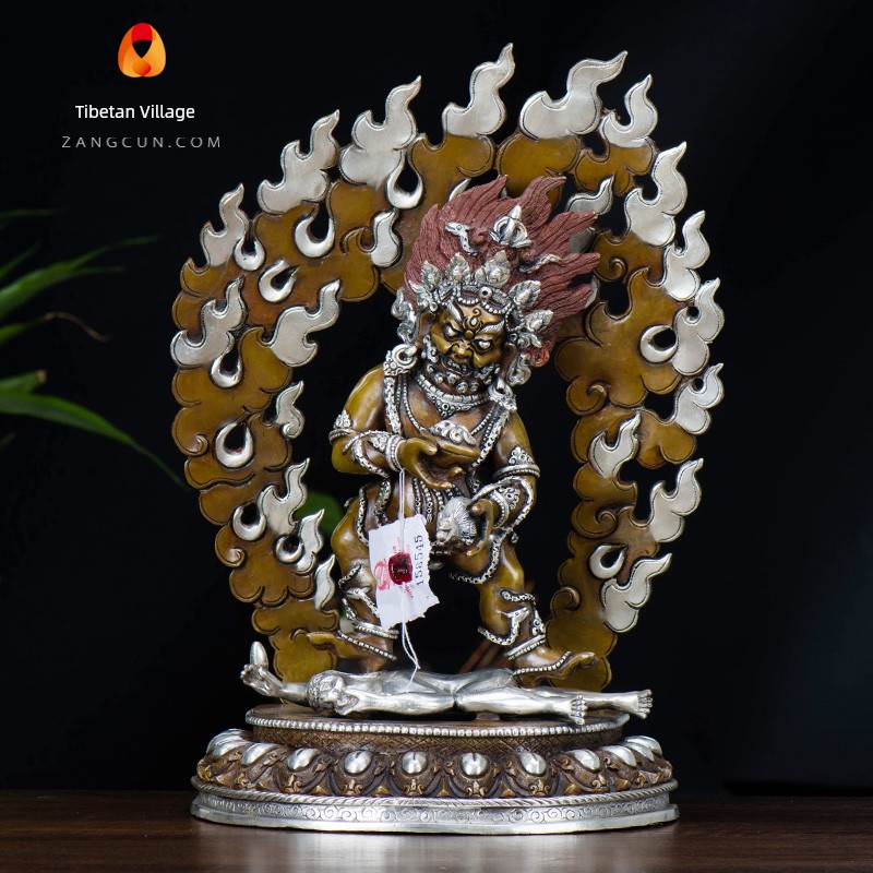 Black Jambhala Indoor Indoor Supplies Chinese Style Decoration Nepal Handmade 33.33cm Bronze Silver Plated the Five Jambhalas Copper Statue