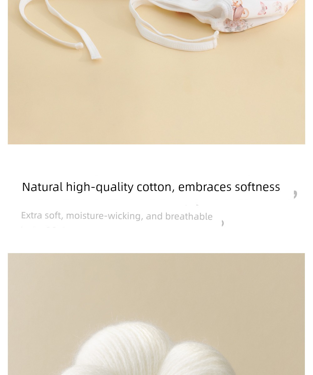 Beitais Baby Hat Autumn Newborn Ear Protection Hat Pure Cotton 0 to 3 Months Baby Hat Unisex Fontanelle Hat S — 2