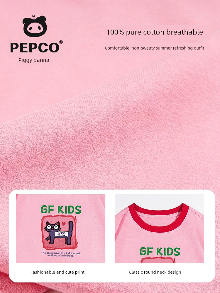 Piggy Banner Girls' Short-Sleeved T-Shirt 2026 Summer New Style Pure Cotton Half-Sleeved Kidsren's Fashionable Summer Clothing Girls' Tops W — 3