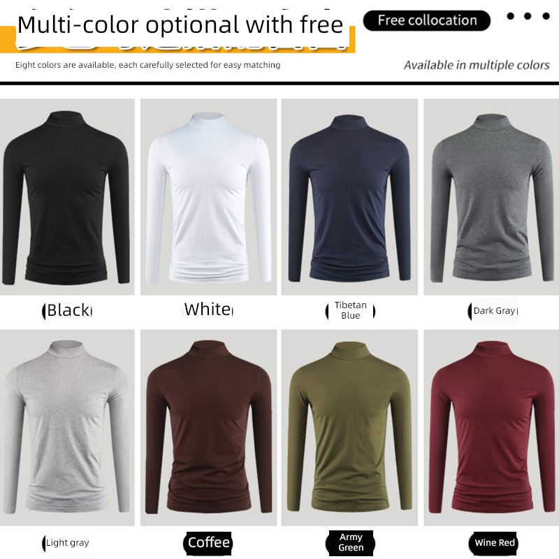 2 piece man Small middle collar Long sleeve T-shirt thickening Undershirt