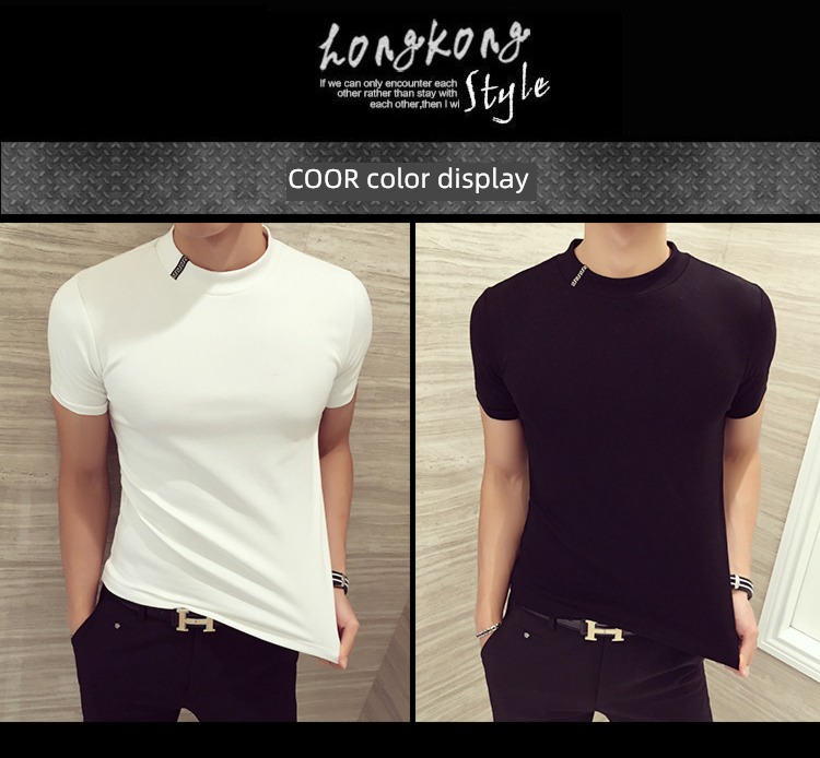 spring Tight fitting Solid color Half sleeve Versatile man T-shirt