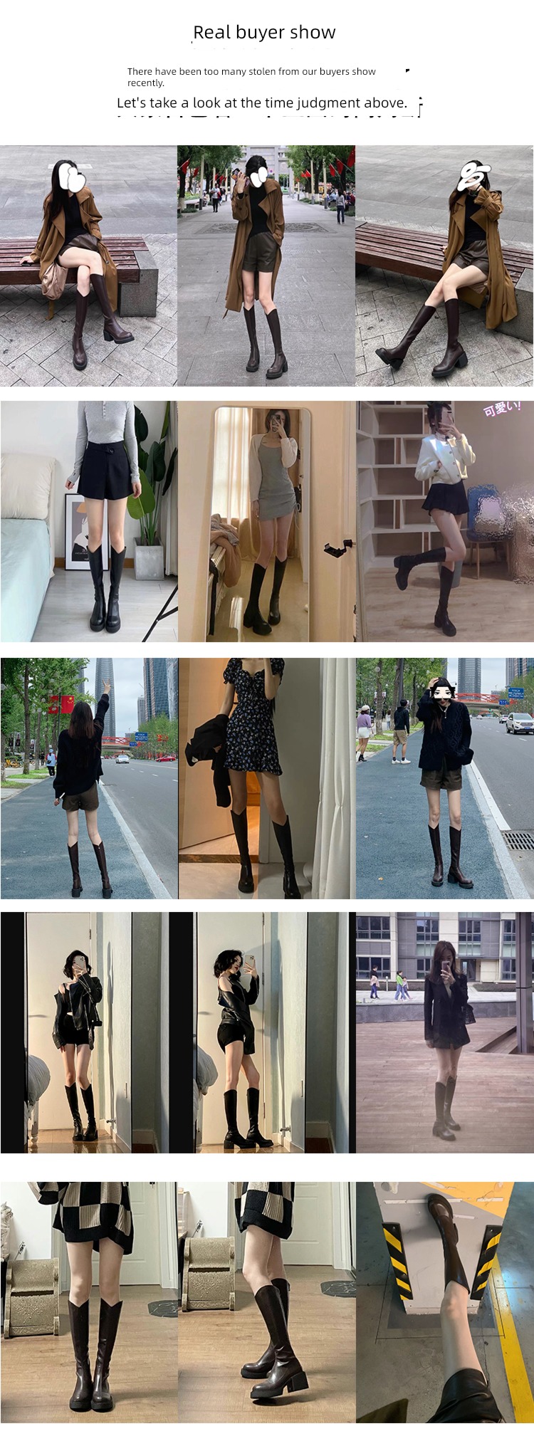 brown Below the knee high-heeled Thick bottom Long boots