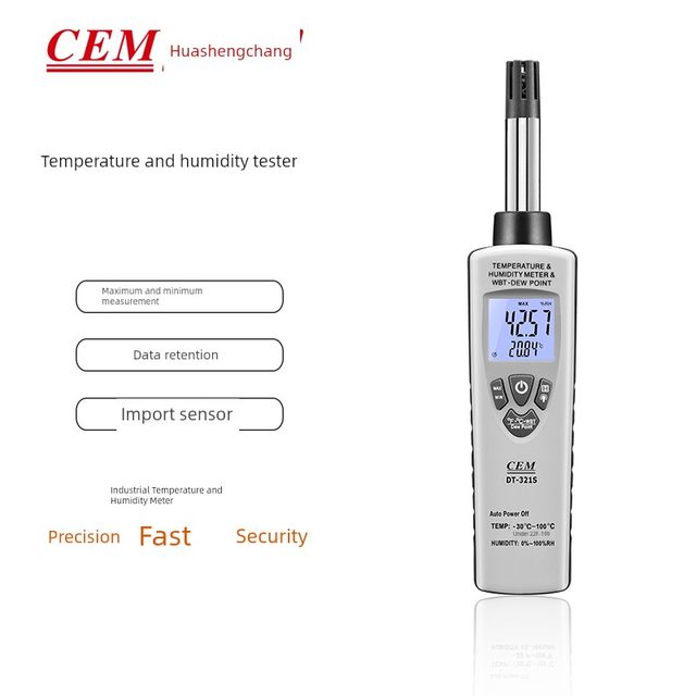 CEM Huashengchang Industrial Temperature Hygrometer High Accuracy Air Dew Point Wet Bulb Temperature Test DT-321S