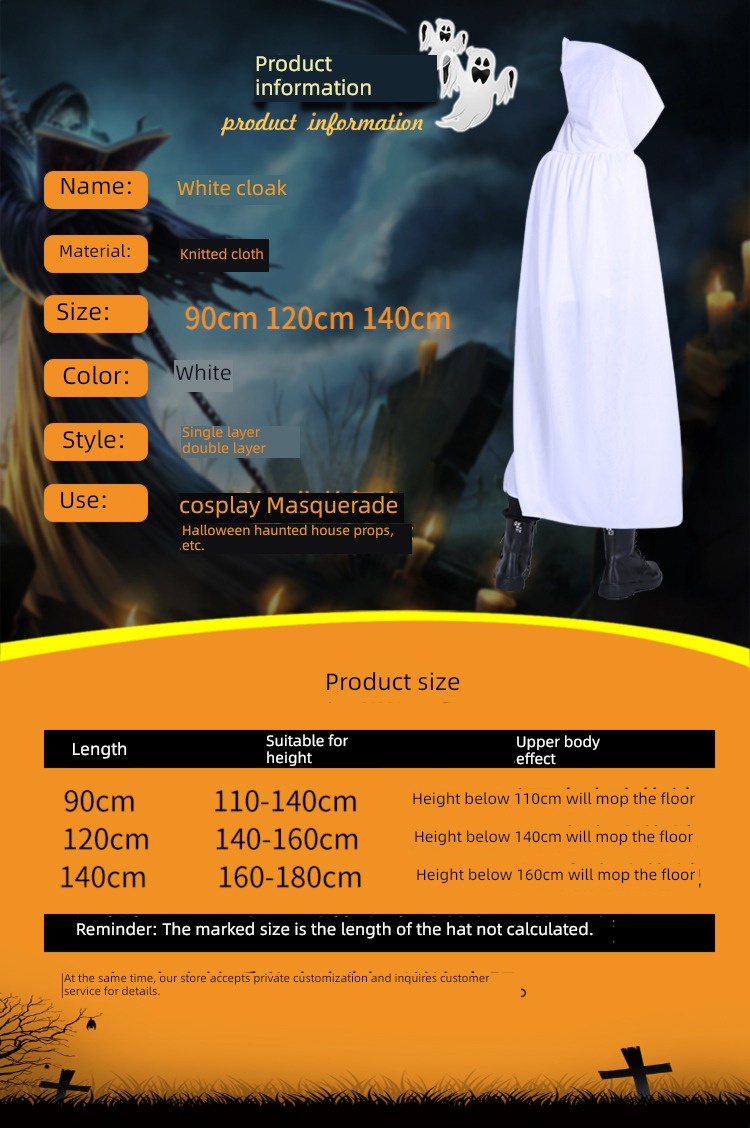 white death ghost wizard Ghost clothes Halloween clothing