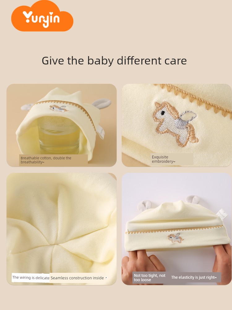 Pregnant and Newborn Baby Hat 0-12 Months, Newborn Baby Protective Cap, Double-Layered, Spring, Summer, Autumn, Winter, Pure Cotton, Class a — 4