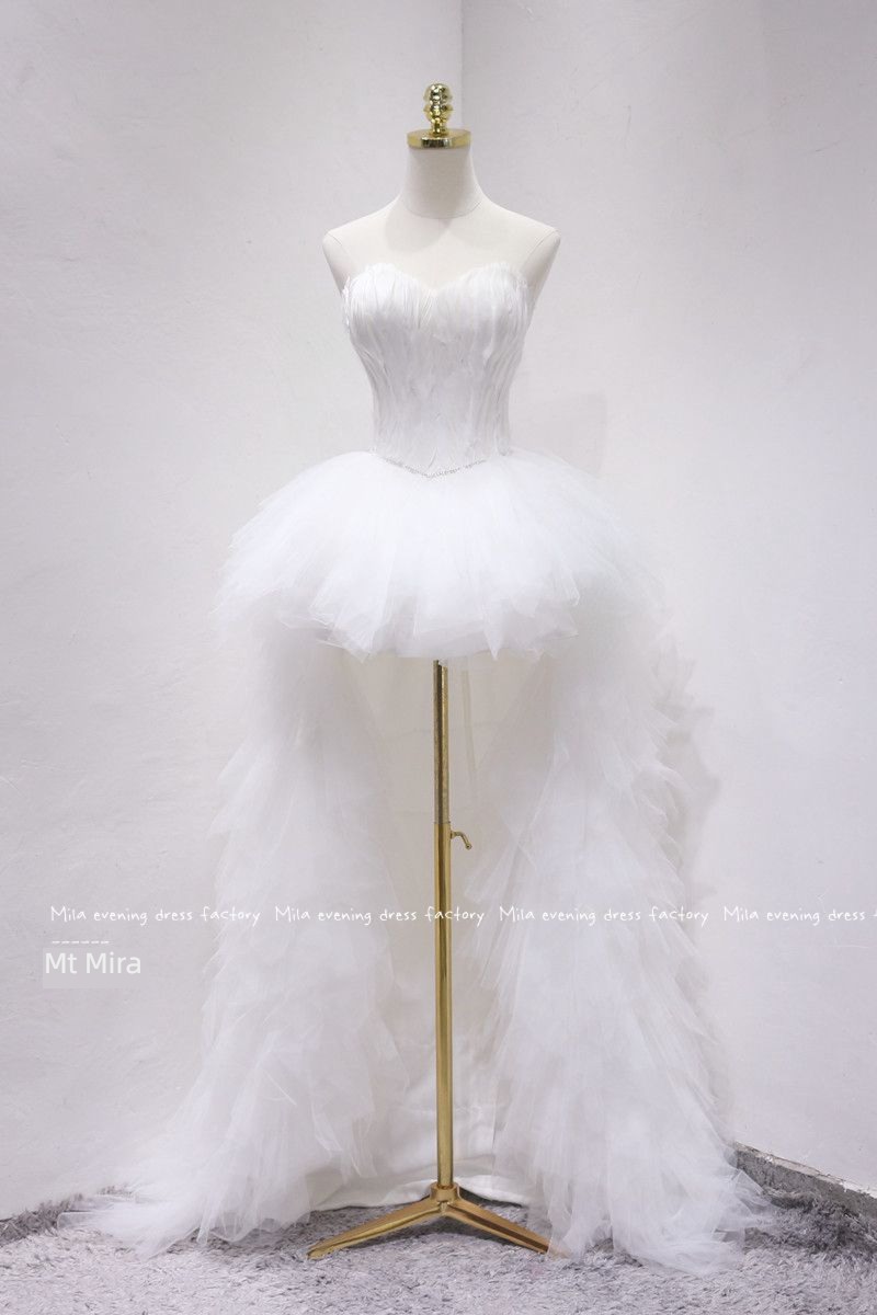 fashion Short front and long back Travel Photography Show party Evening dress