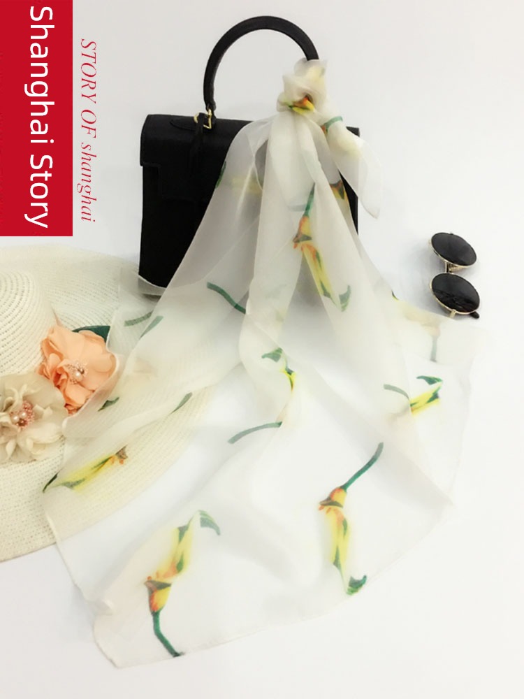 Shanghai Story ma'am mom Neck protection Neckline Silk scarf