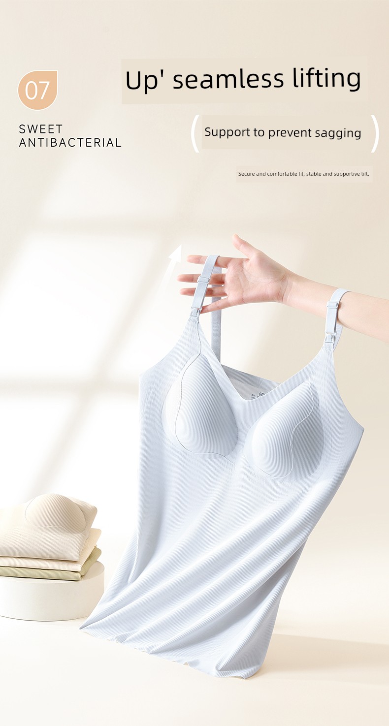 Maternity Nursing Tank Top with Straps, Postpartum Breastfeeding, No Need to Wear Underwear, Anti-Exposure, Thin Autumn Style Bra for Pregnant Women — 14