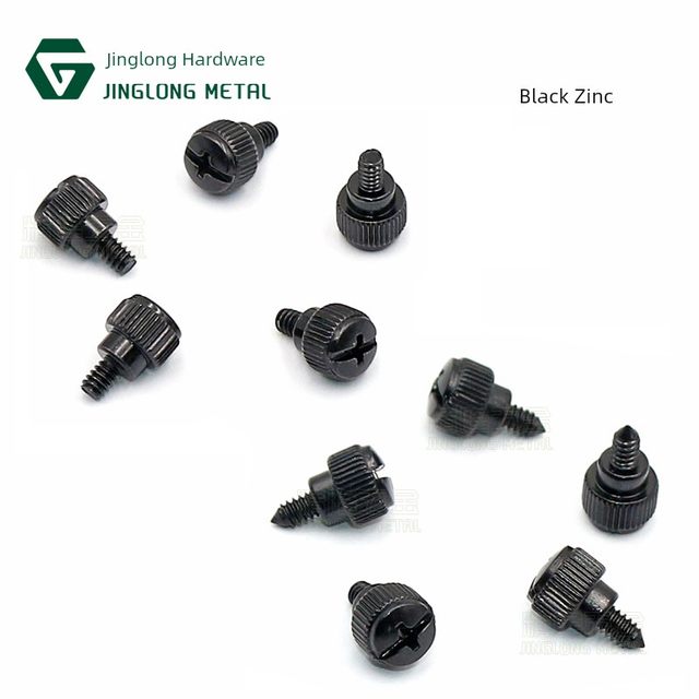 Computer case screw side plate lock hand screw American 6#-32*5*6 coarse teeth 3.5 pointed tail guide black